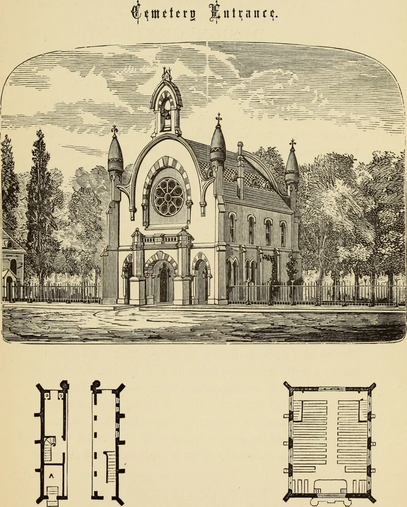 An illustration from Hobbs's architecture: containing designs and ground plans for villas, cottages and other edifices, both suburban and rural, adapted to the United States. With rules for criticism, and introduction, 1876, leaf 268