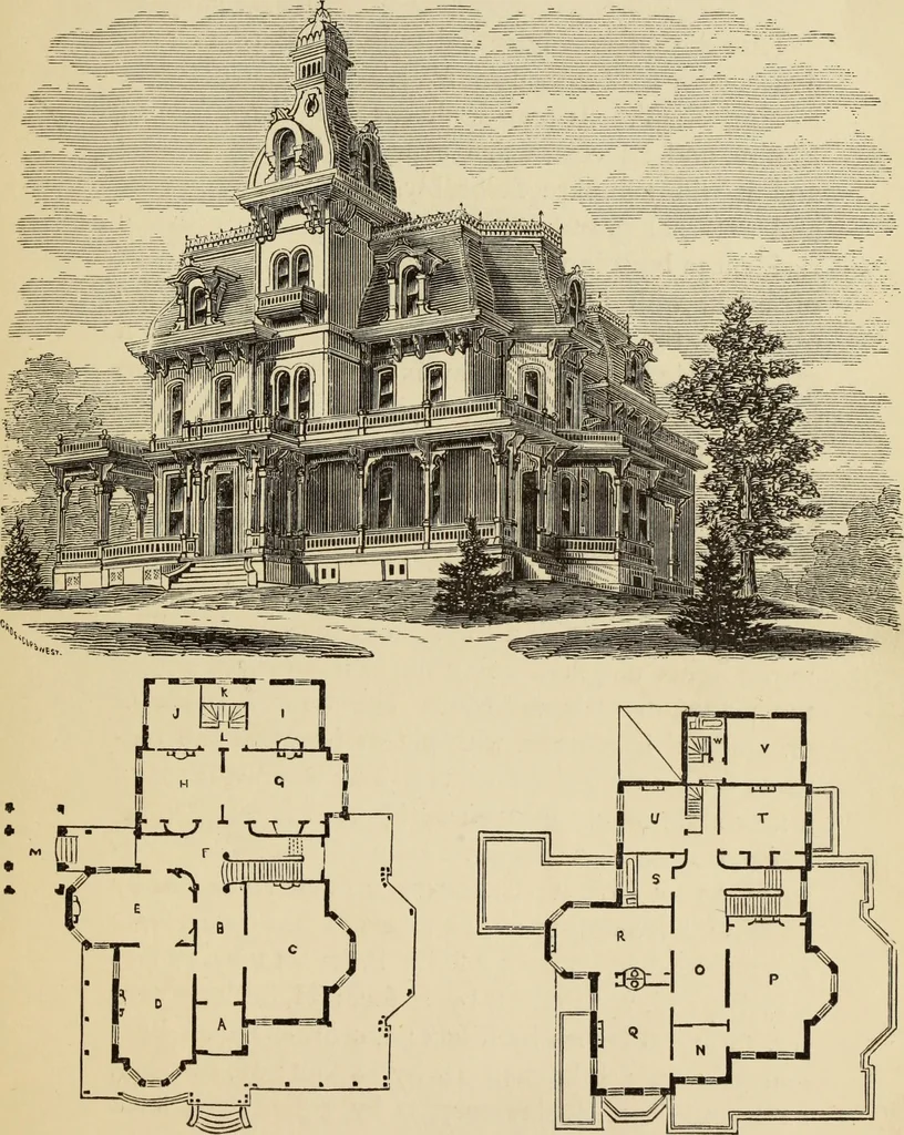 An illustration from Hobbs's architecture: containing designs and ground plans for villas, cottages and other edifices, both suburban and rural, adapted to the United States. With rules for criticism, and introduction, 1876, leaf 28