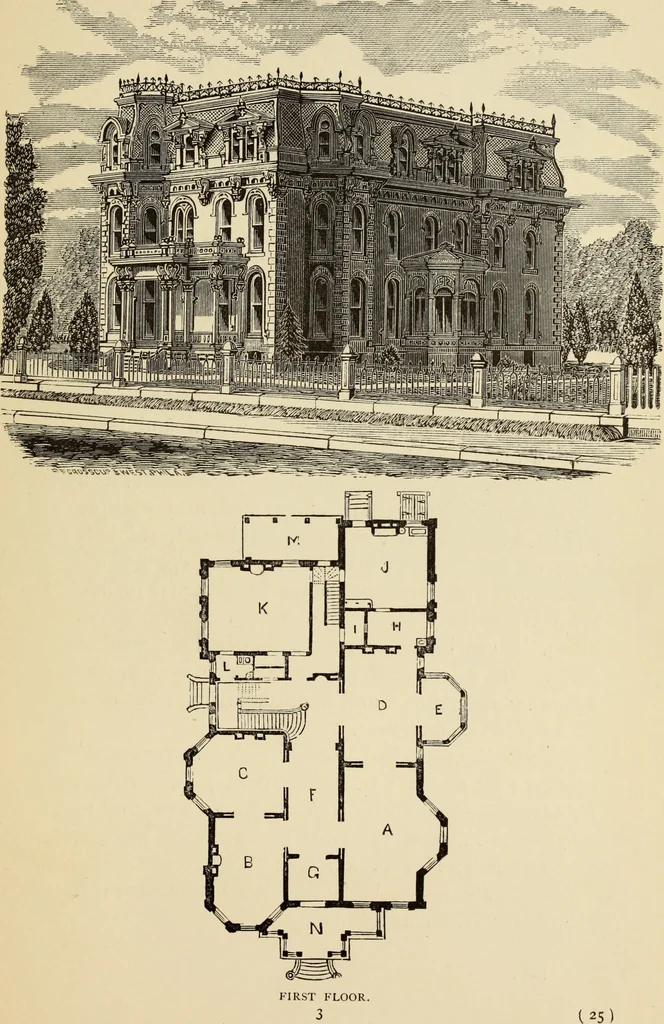 An illustration from Hobbs's architecture: containing designs and ground plans for villas, cottages and other edifices, both suburban and rural, adapted to the United States. With rules for criticism, and introduction, 1876, leaf 30