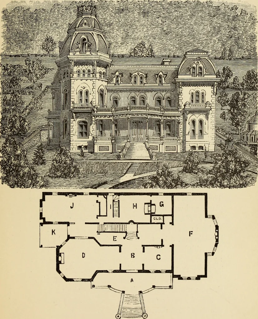 An illustration from Hobbs's architecture: containing designs and ground plans for villas, cottages and other edifices, both suburban and rural, adapted to the United States. With rules for criticism, and introduction, 1876, leaf 34