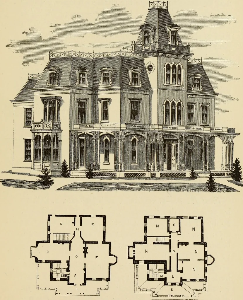 An illustration from Hobbs's architecture: containing designs and ground plans for villas, cottages and other edifices, both suburban and rural, adapted to the United States. With rules for criticism, and introduction, 1876, leaf 42