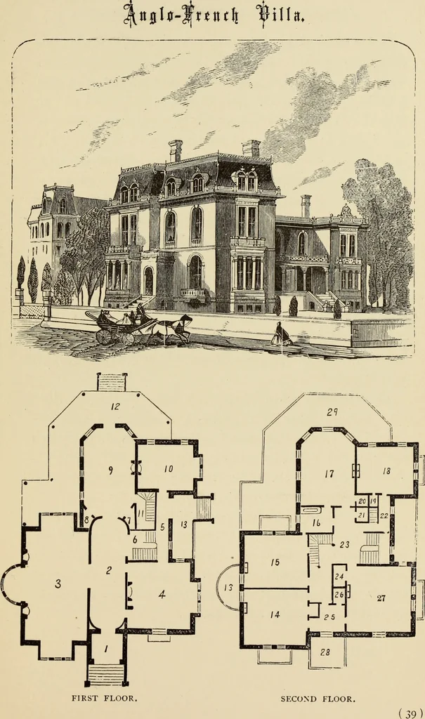 An illustration from Hobbs's architecture: containing designs and ground plans for villas, cottages and other edifices, both suburban and rural, adapted to the United States. With rules for criticism, and introduction, 1876, leaf 44