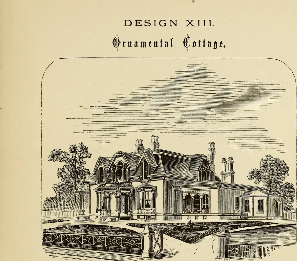 An illustration from Hobbs's architecture: containing designs and ground plans for villas, cottages and other edifices, both suburban and rural, adapted to the United States. With rules for criticism, and introduction, 1876, leaf 52