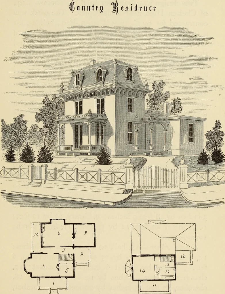 An illustration from Hobbs's architecture: containing designs and ground plans for villas, cottages and other edifices, both suburban and rural, adapted to the United States. With rules for criticism, and introduction, 1876, leaf 54