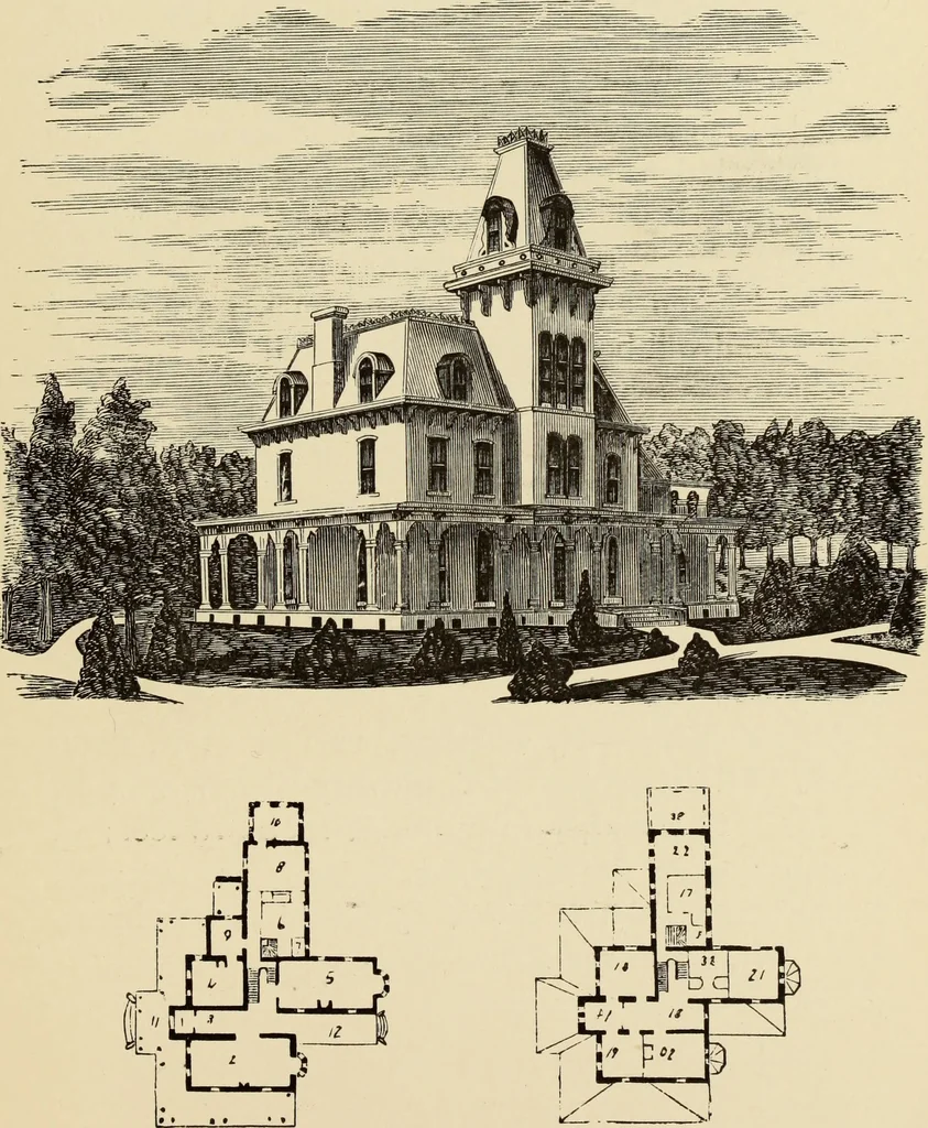 An illustration from Hobbs's architecture: containing designs and ground plans for villas, cottages and other edifices, both suburban and rural, adapted to the United States. With rules for criticism, and introduction, 1876, leaf 56