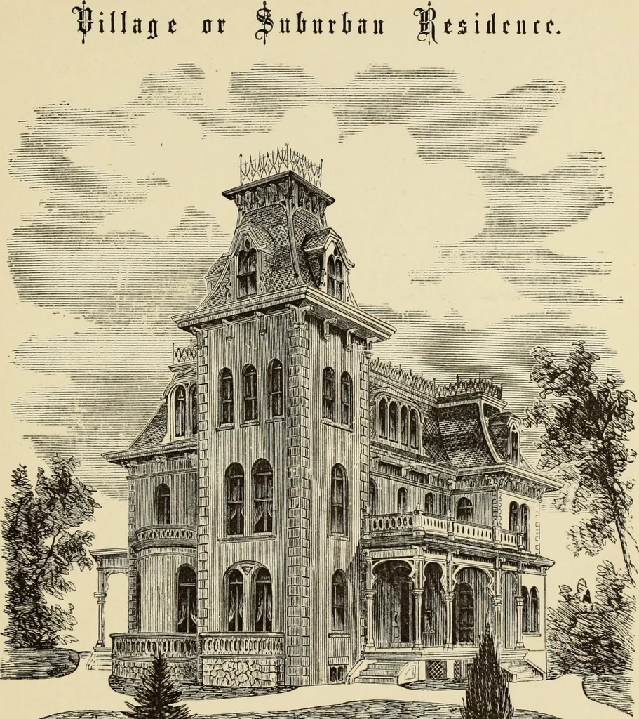 An illustration from Hobbs's architecture: containing designs and ground plans for villas, cottages and other edifices, both suburban and rural, adapted to the United States. With rules for criticism, and introduction, 1876, leaf 60