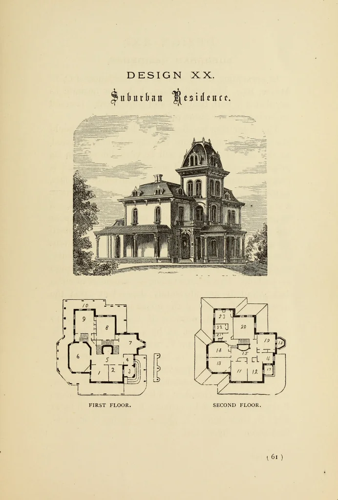 An illustration from Hobbs's architecture: containing designs and ground plans for villas, cottages and other edifices, both suburban and rural, adapted to the United States. With rules for criticism, and introduction, 1876, leaf 66