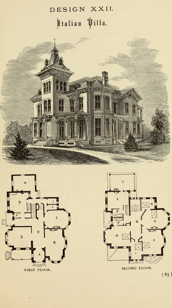 An illustration from Hobbs's architecture: containing designs and ground plans for villas, cottages and other edifices, both suburban and rural, adapted to the United States. With rules for criticism, and introduction, 1876, leaf 70
