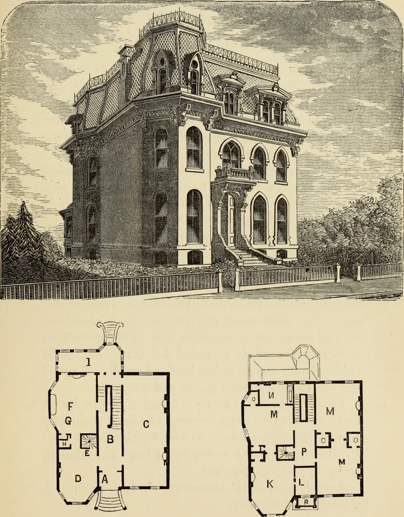 An illustration from Hobbs's architecture: containing designs and ground plans for villas, cottages and other edifices, both suburban and rural, adapted to the United States. With rules for criticism, and introduction, 1876, leaf 74