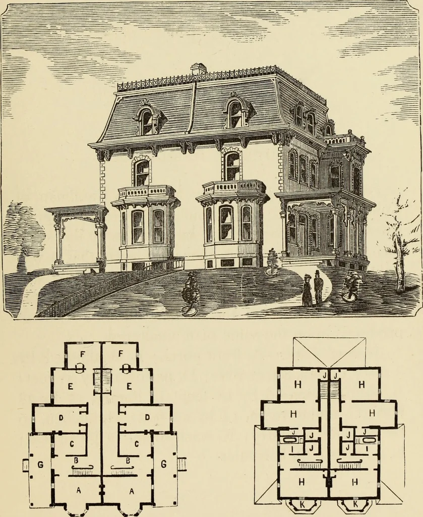 An illustration from Hobbs's architecture: containing designs and ground plans for villas, cottages and other edifices, both suburban and rural, adapted to the United States. With rules for criticism, and introduction, 1876, leaf 76