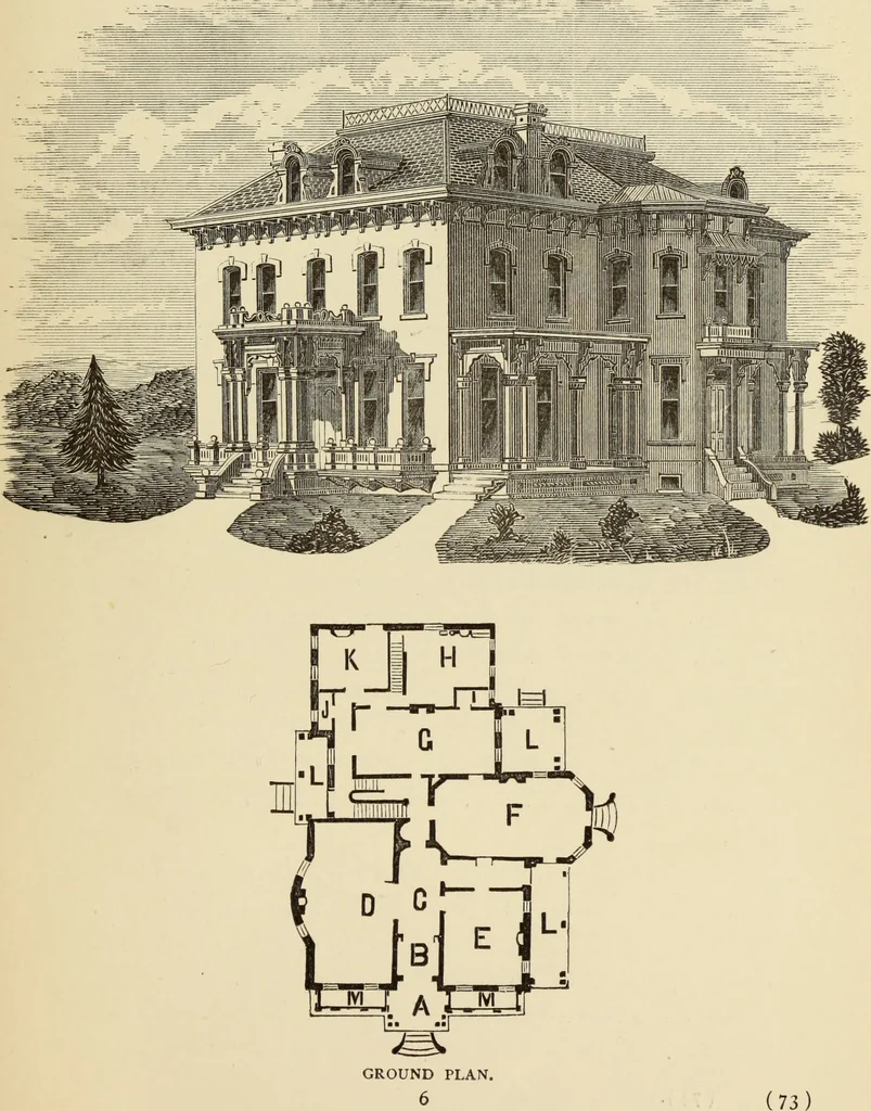 An illustration from Hobbs's architecture: containing designs and ground plans for villas, cottages and other edifices, both suburban and rural, adapted to the United States. With rules for criticism, and introduction, 1876, leaf 78