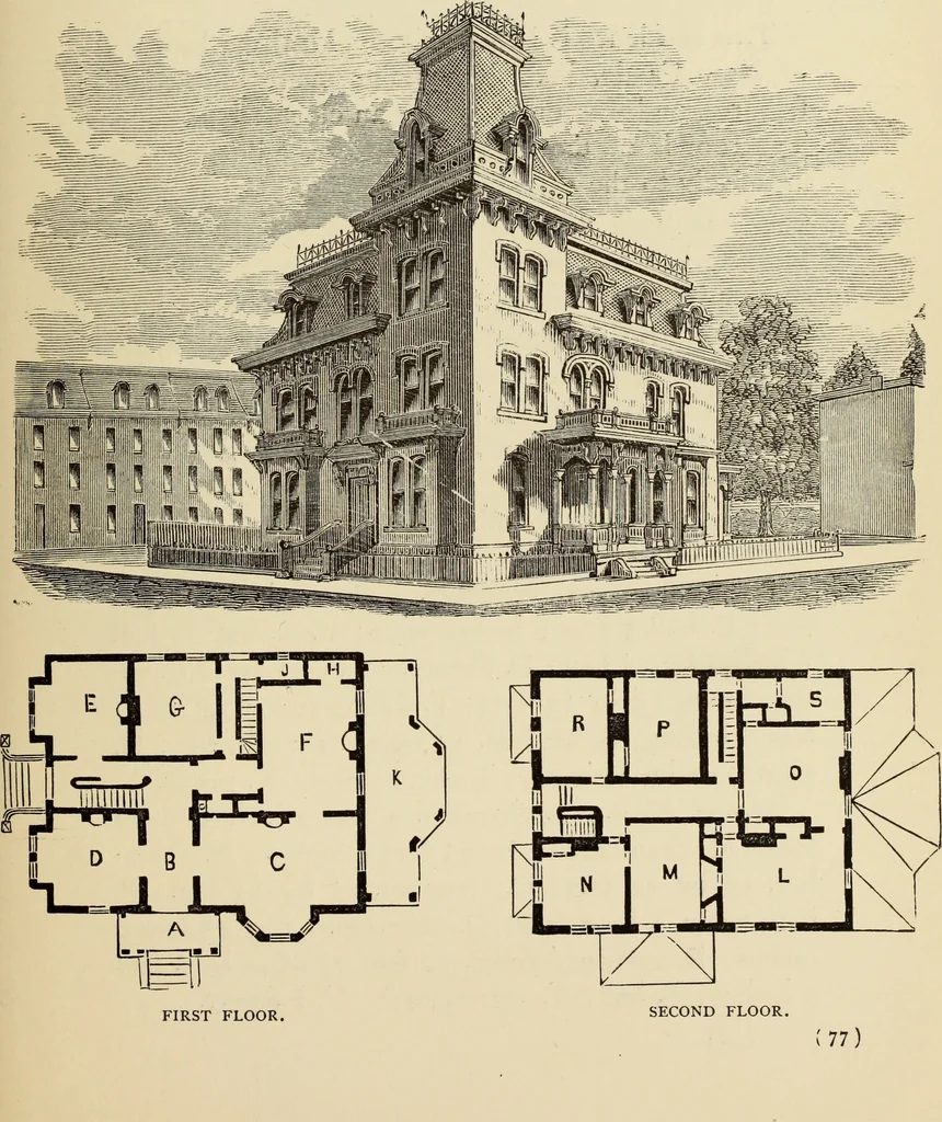 An illustration from Hobbs's architecture: containing designs and ground plans for villas, cottages and other edifices, both suburban and rural, adapted to the United States. With rules for criticism, and introduction, 1876, leaf 82