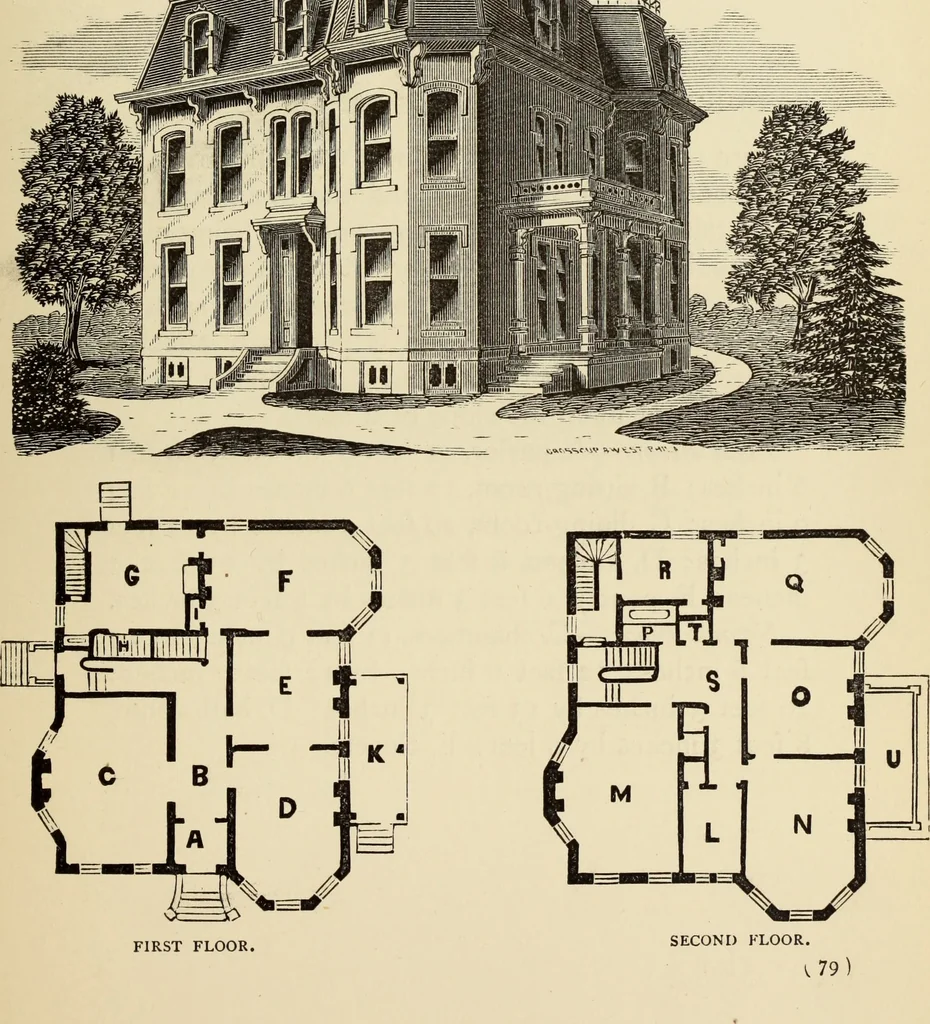 An illustration from Hobbs's architecture: containing designs and ground plans for villas, cottages and other edifices, both suburban and rural, adapted to the United States. With rules for criticism, and introduction, 1876, leaf 84