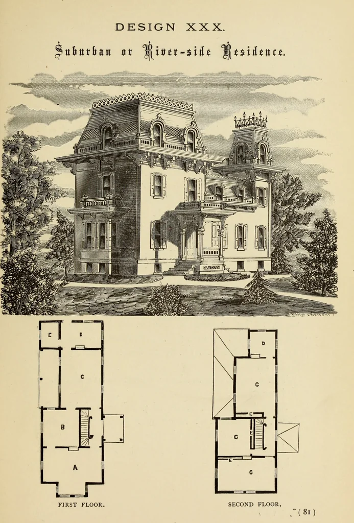 An illustration from Hobbs's architecture: containing designs and ground plans for villas, cottages and other edifices, both suburban and rural, adapted to the United States. With rules for criticism, and introduction, 1876, leaf 86