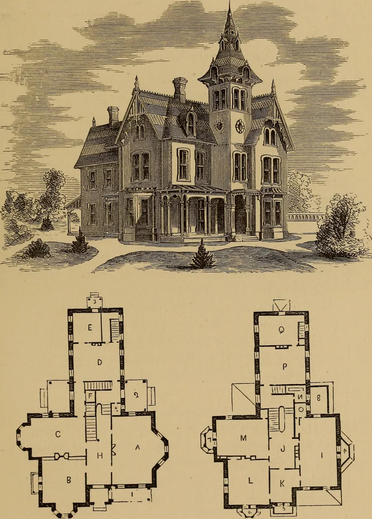 An illustration from Hobbs's architecture: containing designs and ground plans for villas, cottages and other edifices, both suburban and rural, adapted to the United States. With rules for criticism, and introduction, 1876, leaf 102