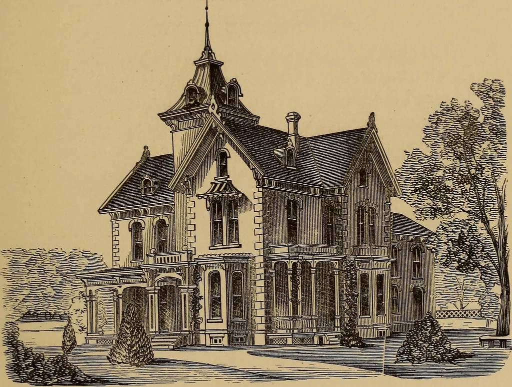 An illustration from Hobbs's architecture: containing designs and ground plans for villas, cottages and other edifices, both suburban and rural, adapted to the United States. With rules for criticism, and introduction, 1876, leaf 106