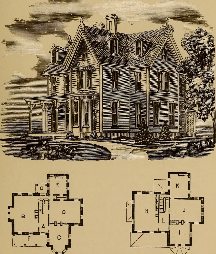 An illustration from Hobbs's architecture: containing designs and ground plans for villas, cottages and other edifices, both suburban and rural, adapted to the United States. With rules for criticism, and introduction, 1876, leaf 110