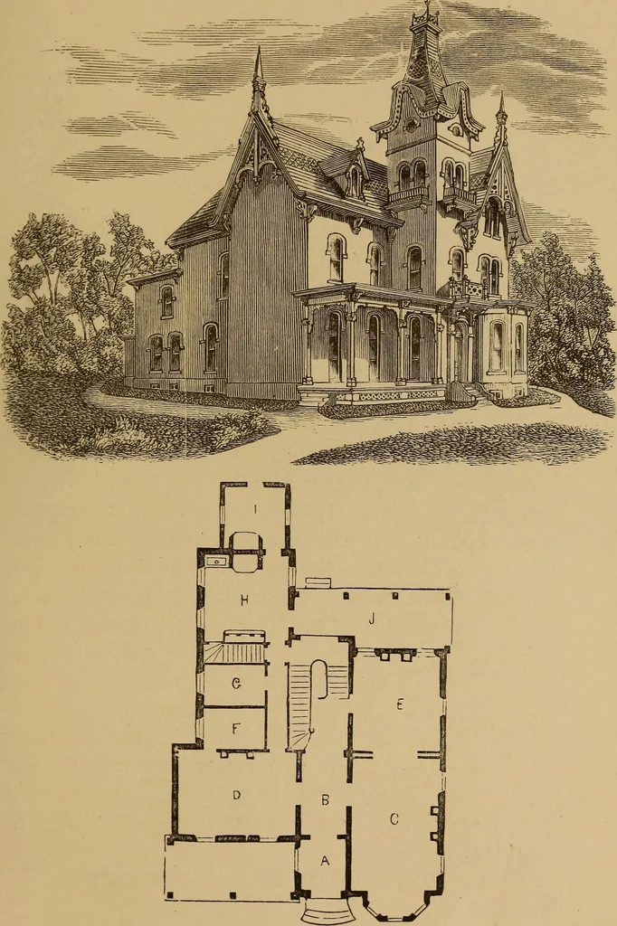 An illustration from Hobbs's architecture: containing designs and ground plans for villas, cottages and other edifices, both suburban and rural, adapted to the United States. With rules for criticism, and introduction, 1876, leaf 114