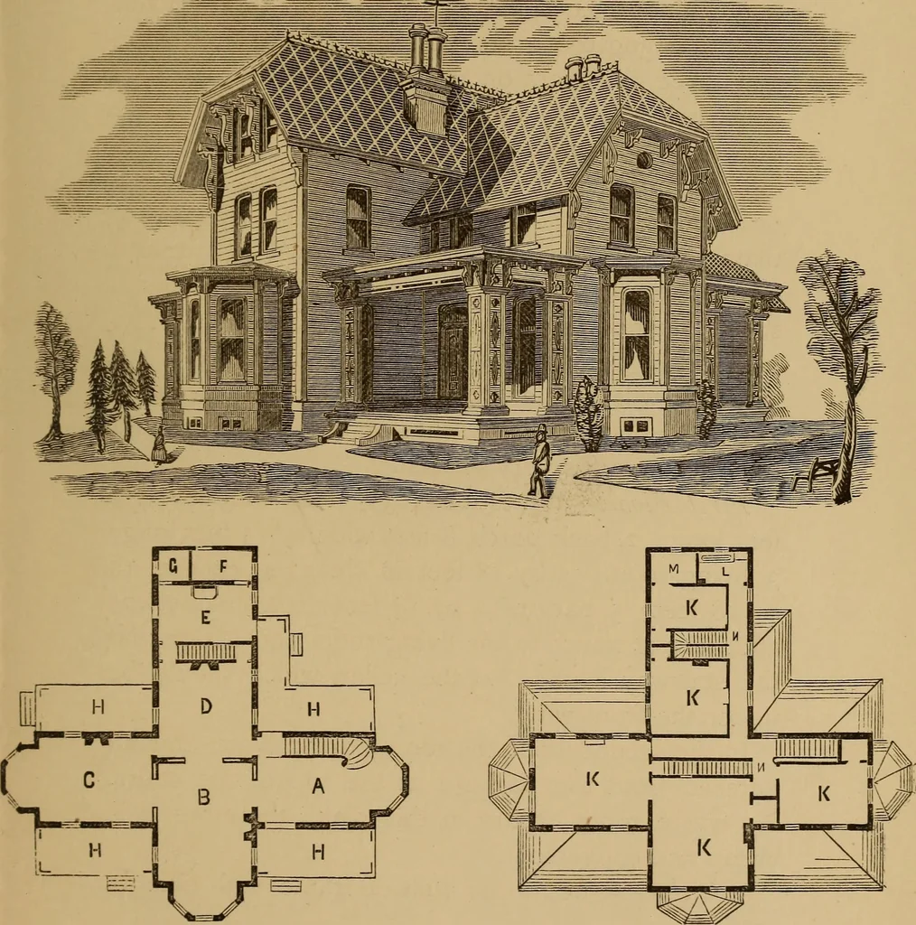 An illustration from Hobbs's architecture: containing designs and ground plans for villas, cottages and other edifices, both suburban and rural, adapted to the United States. With rules for criticism, and introduction, 1876, leaf 116
