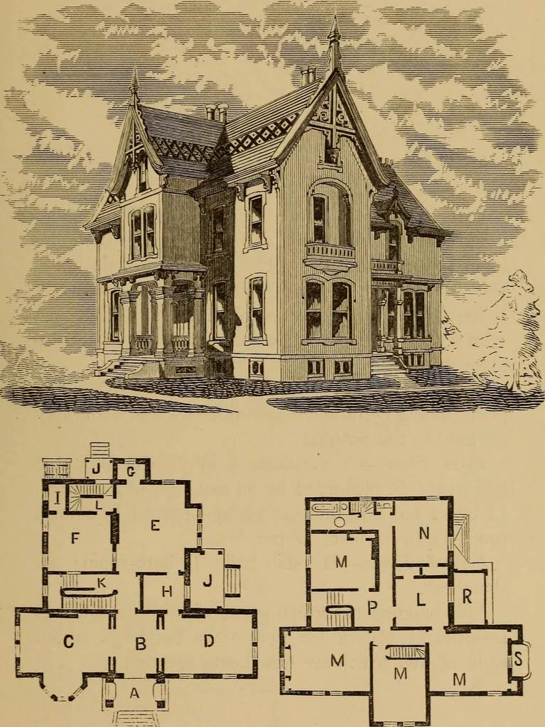 An illustration from Hobbs's architecture: containing designs and ground plans for villas, cottages and other edifices, both suburban and rural, adapted to the United States. With rules for criticism, and introduction, 1876, leaf 120