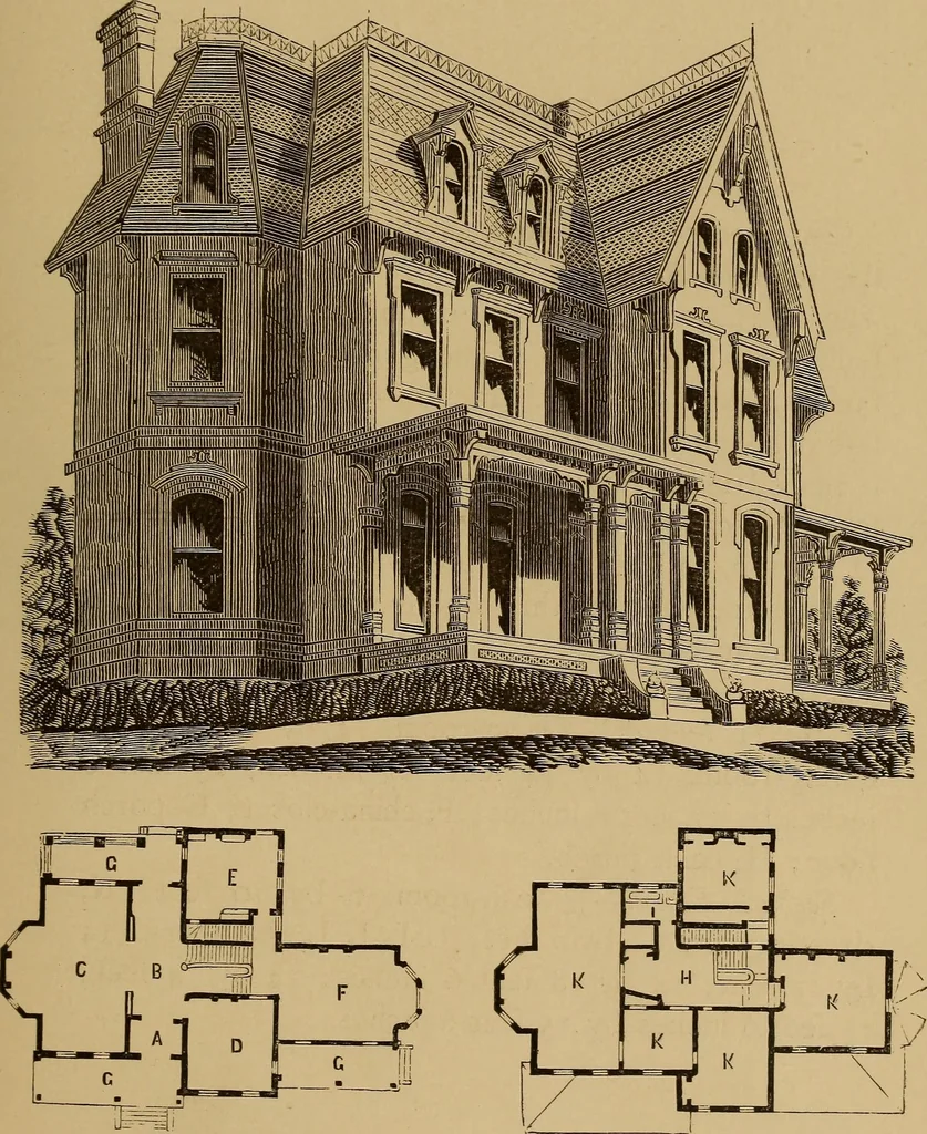 An illustration from Hobbs's architecture: containing designs and ground plans for villas, cottages and other edifices, both suburban and rural, adapted to the United States. With rules for criticism, and introduction, 1876, leaf 122