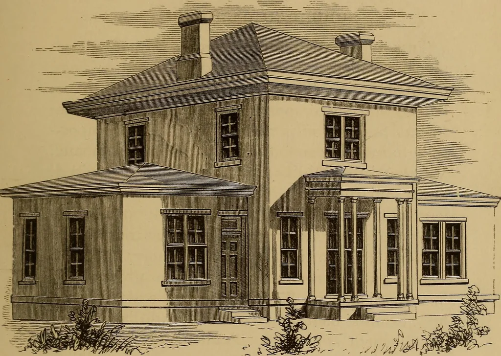 An illustration from Hobbs's architecture: containing designs and ground plans for villas, cottages and other edifices, both suburban and rural, adapted to the United States. With rules for criticism, and introduction, 1876, leaf 134