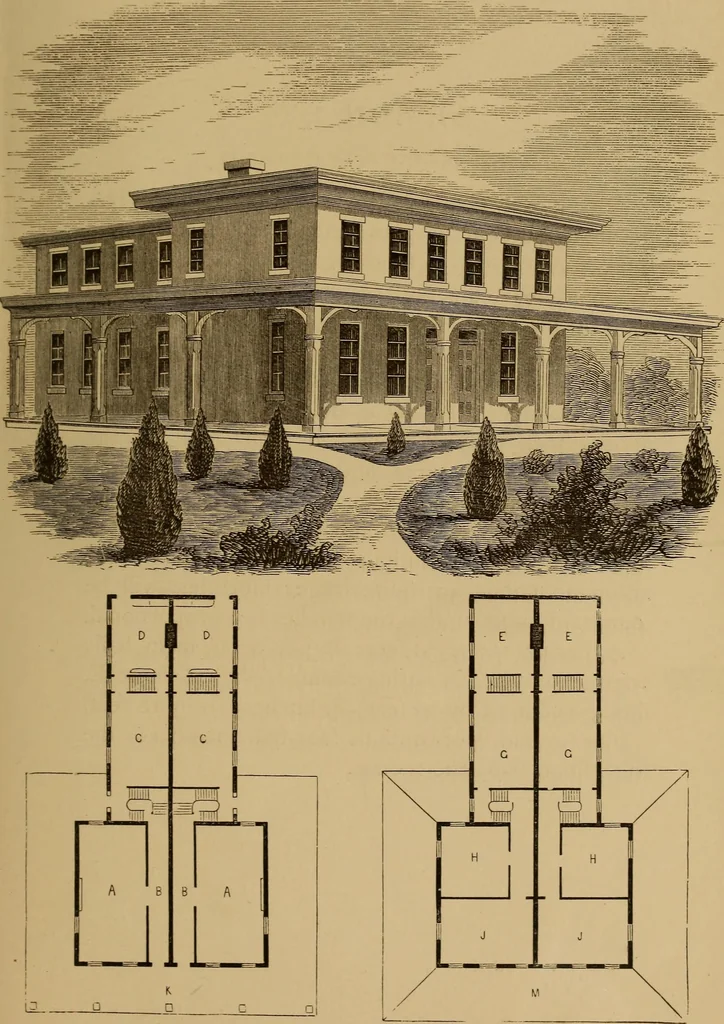 An illustration from Hobbs's architecture: containing designs and ground plans for villas, cottages and other edifices, both suburban and rural, adapted to the United States. With rules for criticism, and introduction, 1876, leaf 138