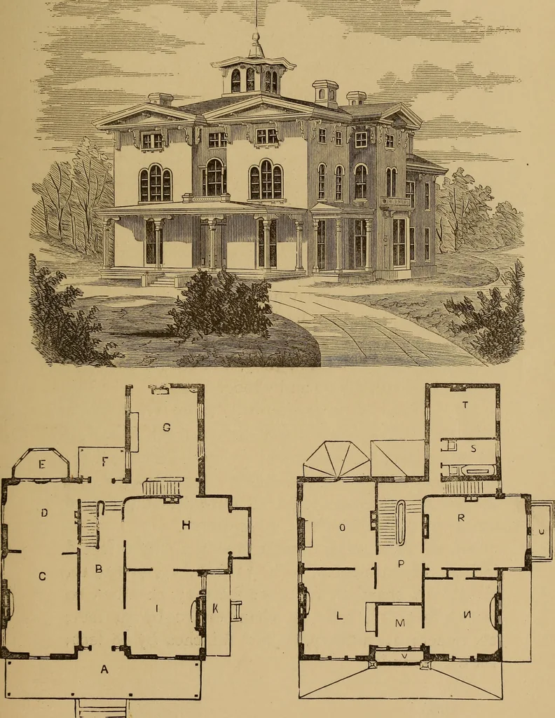 An illustration from Hobbs's architecture: containing designs and ground plans for villas, cottages and other edifices, both suburban and rural, adapted to the United States. With rules for criticism, and introduction, 1876, leaf 146