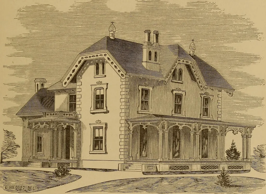 An illustration from Hobbs's architecture: containing designs and ground plans for villas, cottages and other edifices, both suburban and rural, adapted to the United States. With rules for criticism, and introduction, 1876, leaf 152