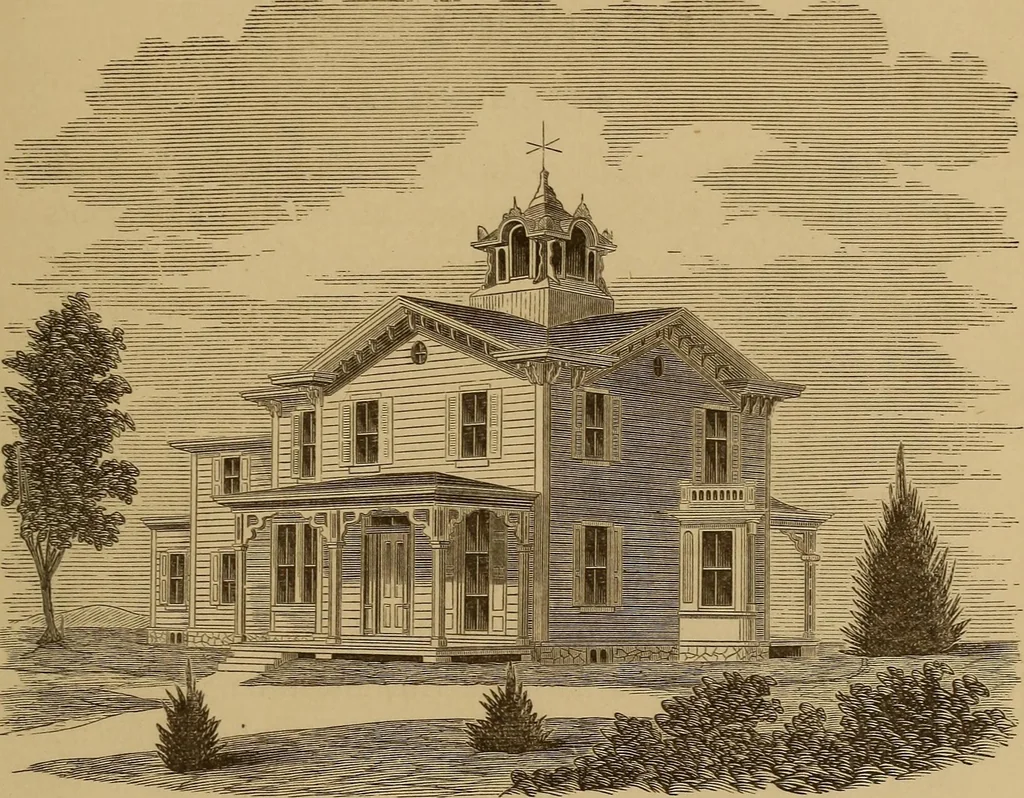 An illustration from Hobbs's architecture: containing designs and ground plans for villas, cottages and other edifices, both suburban and rural, adapted to the United States. With rules for criticism, and introduction, 1876, leaf 156
