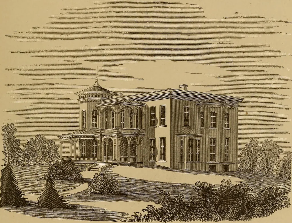 An illustration from Hobbs's architecture: containing designs and ground plans for villas, cottages and other edifices, both suburban and rural, adapted to the United States. With rules for criticism, and introduction, 1876, leaf 158
