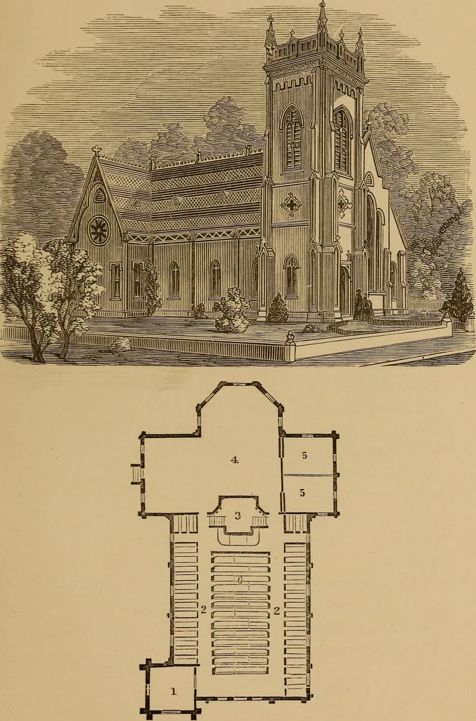 An illustration from Hobbs's architecture: containing designs and ground plans for villas, cottages and other edifices, both suburban and rural, adapted to the United States. With rules for criticism, and introduction, 1876, leaf 180