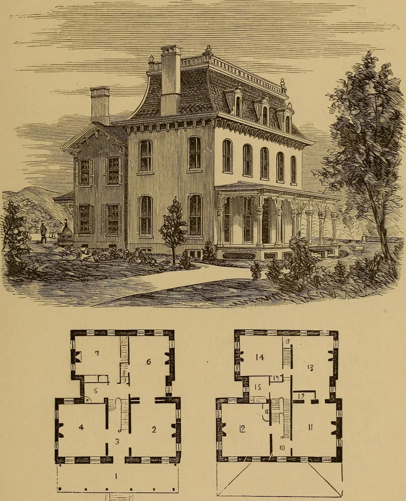 An illustration from Hobbs's architecture: containing designs and ground plans for villas, cottages and other edifices, both suburban and rural, adapted to the United States. With rules for criticism, and introduction, 1876, leaf 188