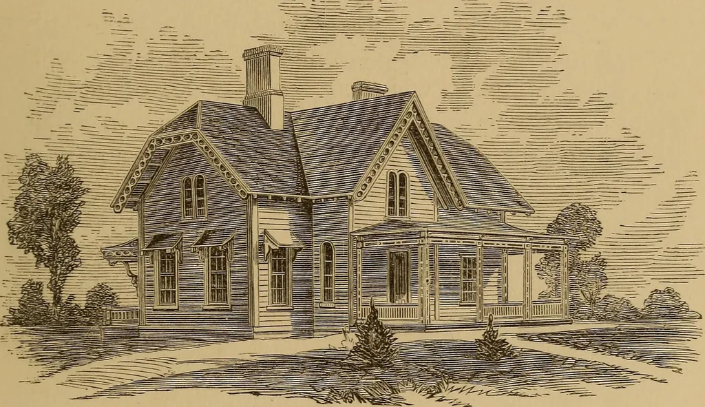An illustration from Hobbs's architecture: containing designs and ground plans for villas, cottages and other edifices, both suburban and rural, adapted to the United States. With rules for criticism, and introduction, 1876, leaf 194