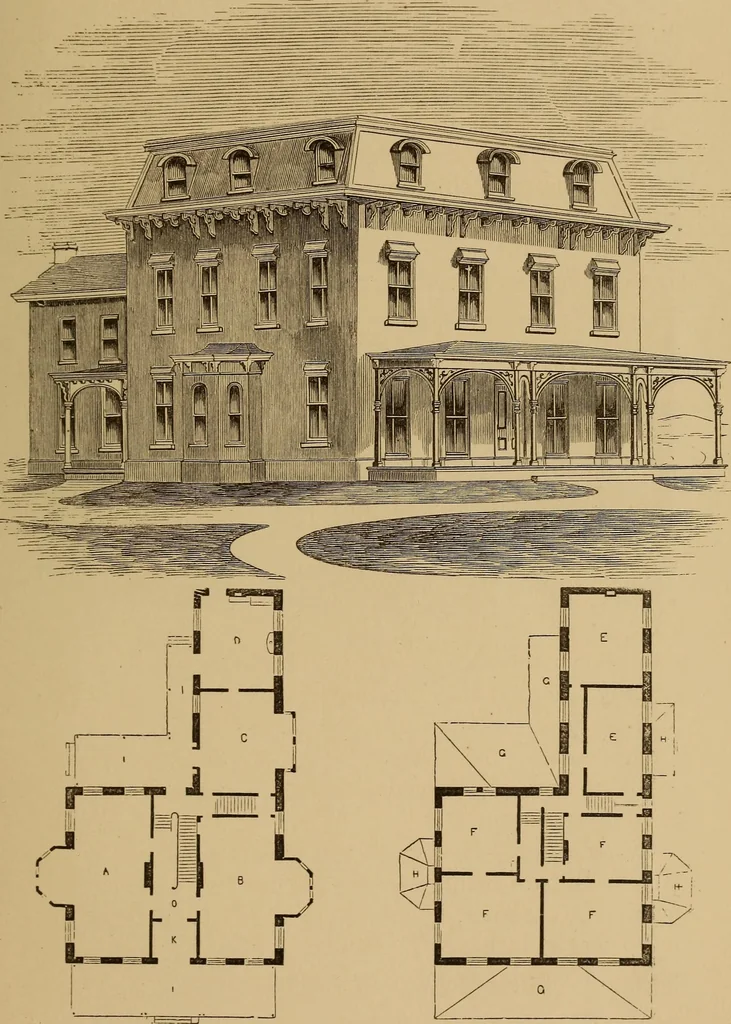 An illustration from Hobbs's architecture: containing designs and ground plans for villas, cottages and other edifices, both suburban and rural, adapted to the United States. With rules for criticism, and introduction, 1876, leaf 196