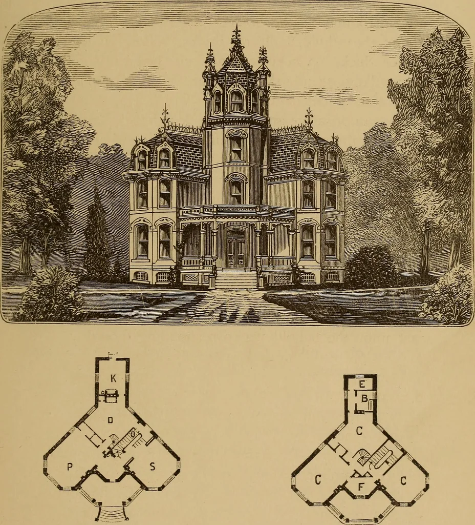 An illustration from Hobbs's architecture: containing designs and ground plans for villas, cottages and other edifices, both suburban and rural, adapted to the United States. With rules for criticism, and introduction, 1876, leaf 198
