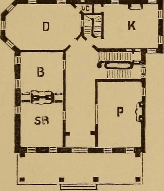 An illustration from Hobbs's architecture: containing designs and ground plans for villas, cottages and other edifices, both suburban and rural, adapted to the United States. With rules for criticism, and introduction, 1876, leaf 200