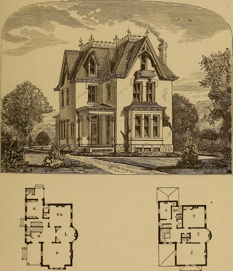 An illustration from Hobbs's architecture: containing designs and ground plans for villas, cottages and other edifices, both suburban and rural, adapted to the United States. With rules for criticism, and introduction, 1876, leaf 202
