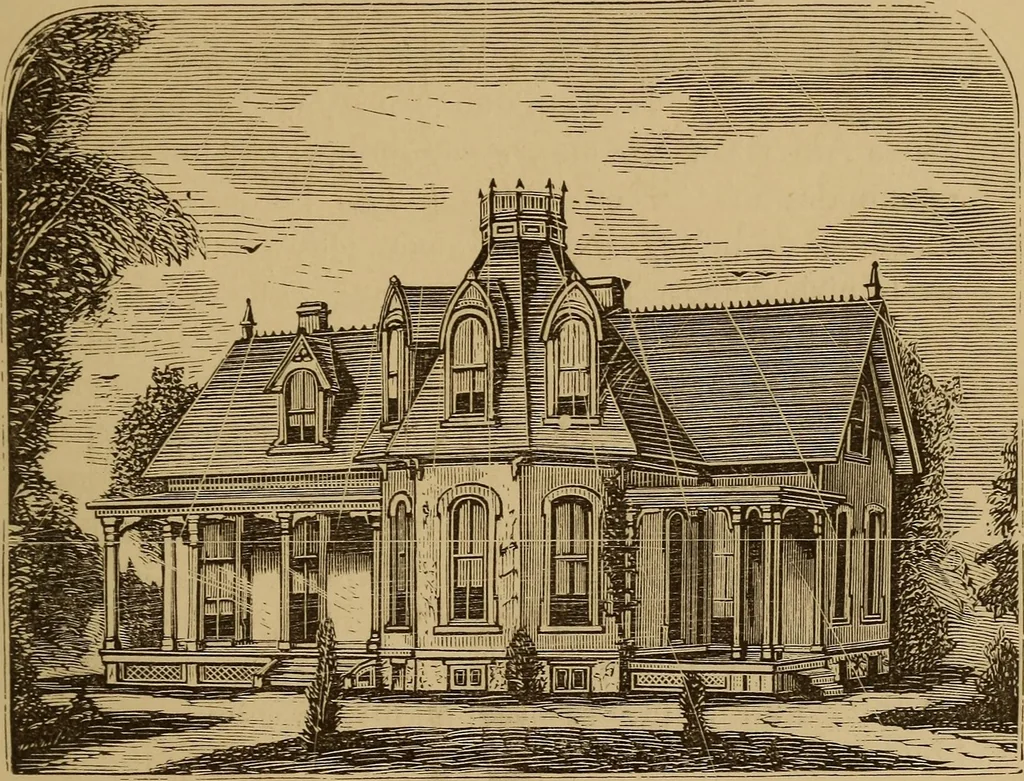 An illustration from Hobbs's architecture: containing designs and ground plans for villas, cottages and other edifices, both suburban and rural, adapted to the United States. With rules for criticism, and introduction, 1876, leaf 206