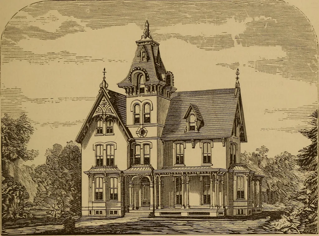 An illustration from Hobbs's architecture: containing designs and ground plans for villas, cottages and other edifices, both suburban and rural, adapted to the United States. With rules for criticism, and introduction, 1876, leaf 210