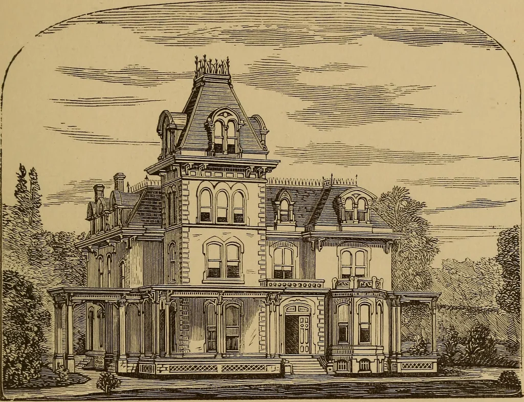An illustration from Hobbs's architecture: containing designs and ground plans for villas, cottages and other edifices, both suburban and rural, adapted to the United States. With rules for criticism, and introduction, 1876, leaf 212