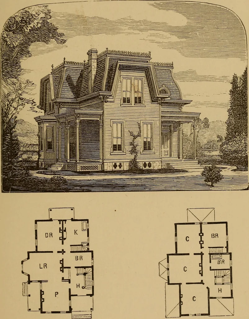 An illustration from Hobbs's architecture: containing designs and ground plans for villas, cottages and other edifices, both suburban and rural, adapted to the United States. With rules for criticism, and introduction, 1876, leaf 214