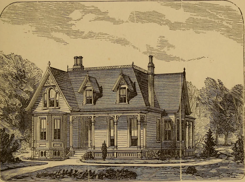 An illustration from Hobbs's architecture: containing designs and ground plans for villas, cottages and other edifices, both suburban and rural, adapted to the United States. With rules for criticism, and introduction, 1876, leaf 220