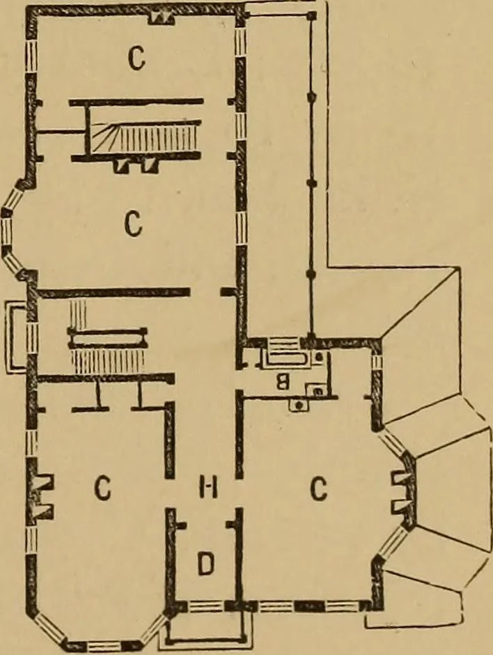An illustration from Hobbs's architecture: containing designs and ground plans for villas, cottages and other edifices, both suburban and rural, adapted to the United States. With rules for criticism, and introduction, 1876, leaf 222