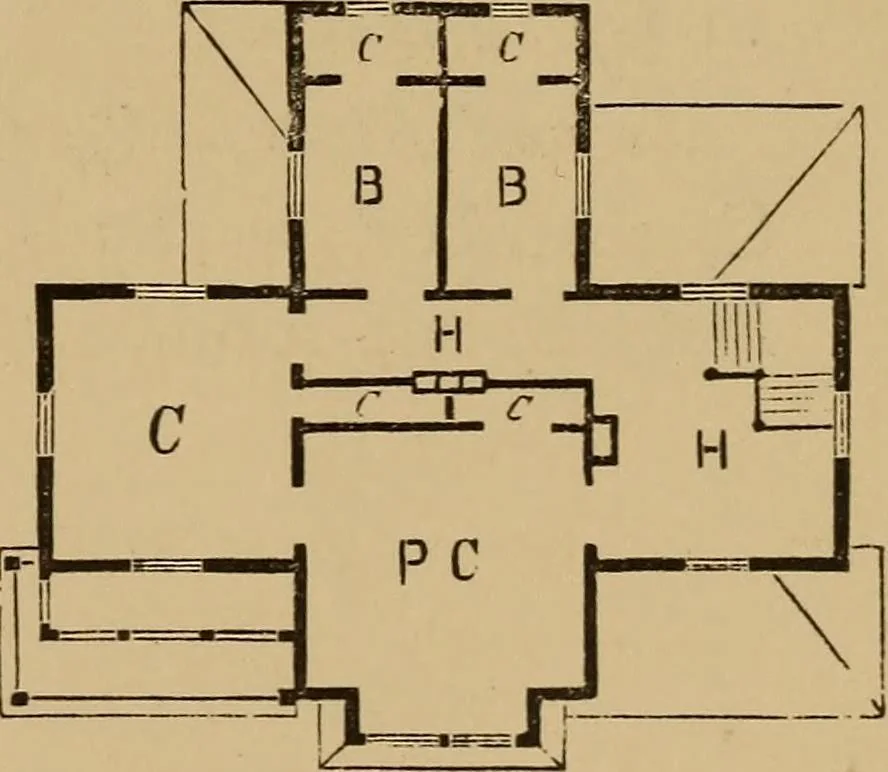 An illustration from Hobbs's architecture: containing designs and ground plans for villas, cottages and other edifices, both suburban and rural, adapted to the United States. With rules for criticism, and introduction, 1876, leaf 230