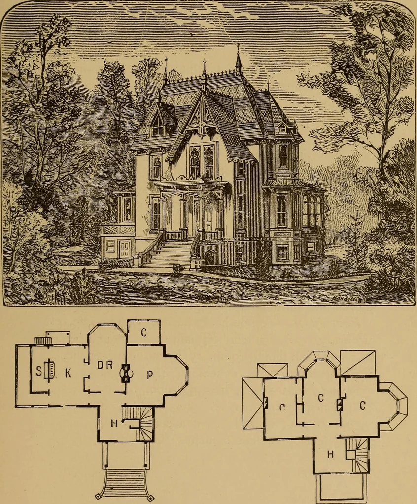 An illustration from Hobbs's architecture: containing designs and ground plans for villas, cottages and other edifices, both suburban and rural, adapted to the United States. With rules for criticism, and introduction, 1876, leaf 236