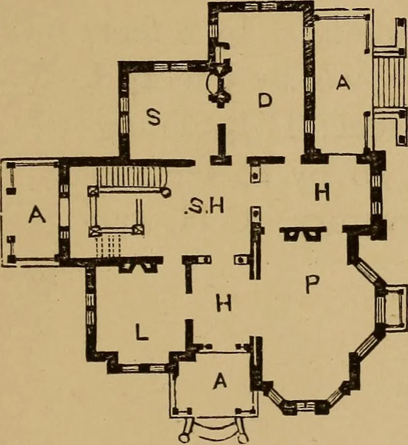 An illustration from Hobbs's architecture: containing designs and ground plans for villas, cottages and other edifices, both suburban and rural, adapted to the United States. With rules for criticism, and introduction, 1876, leaf 238