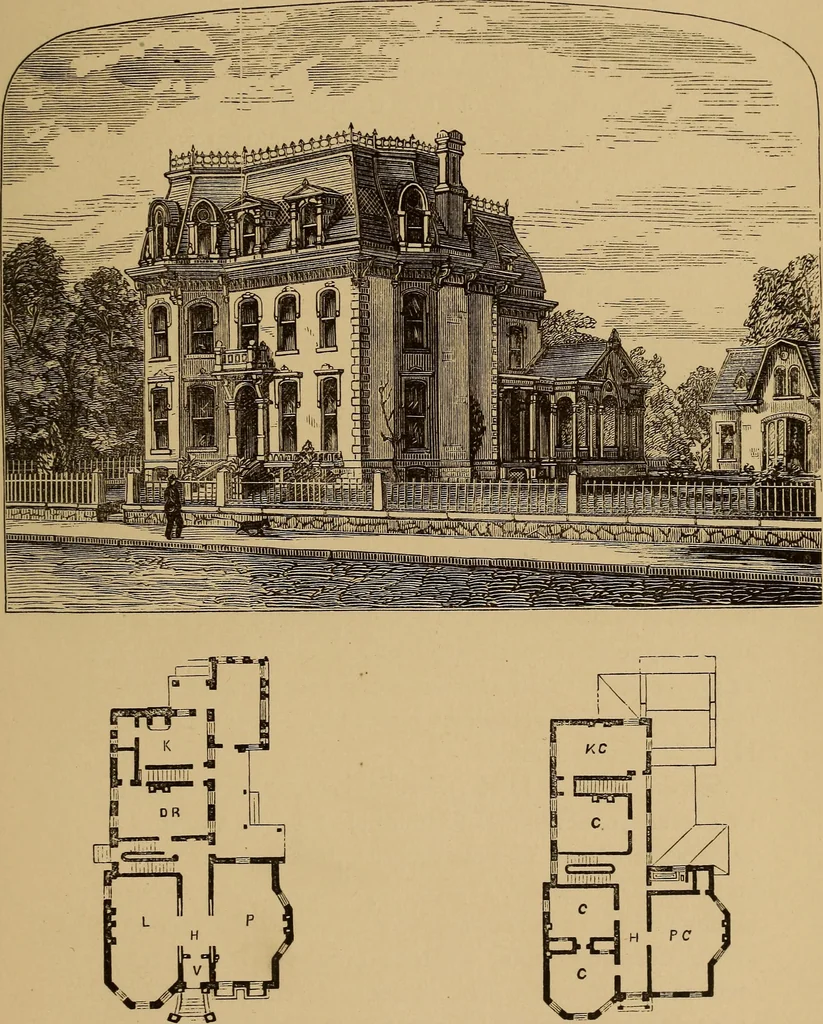 An illustration from Hobbs's architecture: containing designs and ground plans for villas, cottages and other edifices, both suburban and rural, adapted to the United States. With rules for criticism, and introduction, 1876, leaf 242