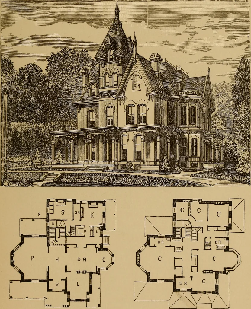 An illustration from Hobbs's architecture: containing designs and ground plans for villas, cottages and other edifices, both suburban and rural, adapted to the United States. With rules for criticism, and introduction, 1876, leaf 244