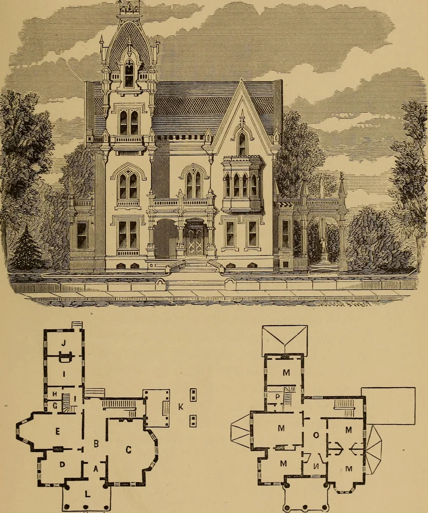 An illustration from Hobbs's architecture: containing designs and ground plans for villas, cottages and other edifices, both suburban and rural, adapted to the United States. With rules for criticism, and introduction, 1876, leaf 246